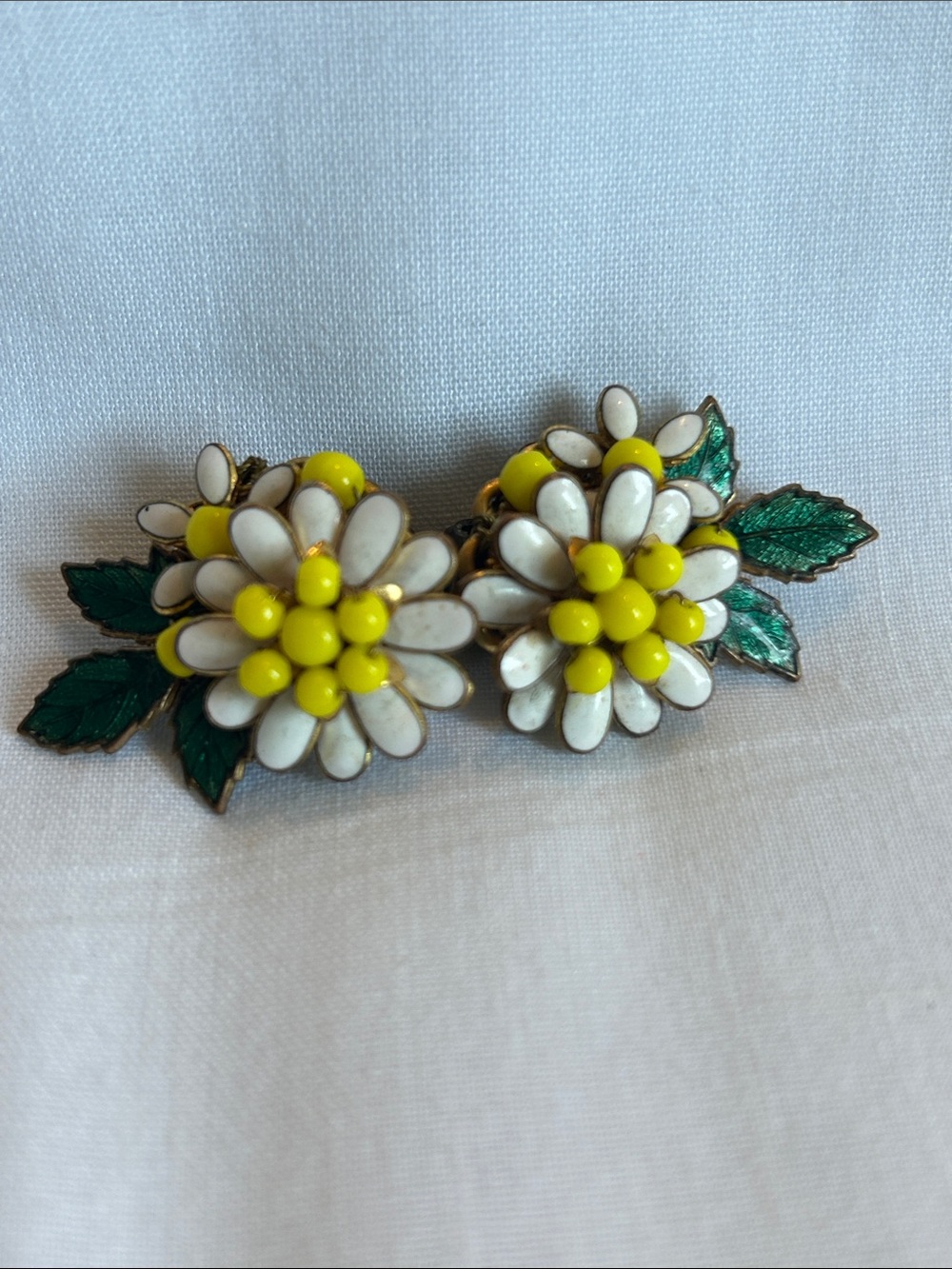 Vintage Rare Amourelle Glass Flower Earrings Miriam Haskell Designer Frank Hess